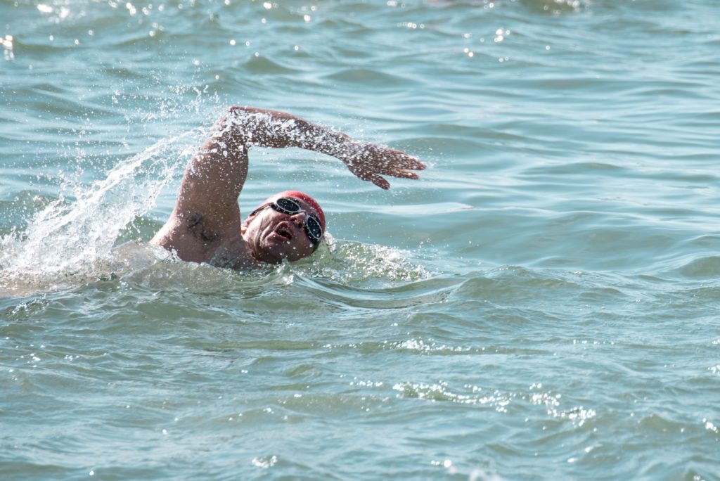 MBA alumni Lucas in action during his 17 hour swim