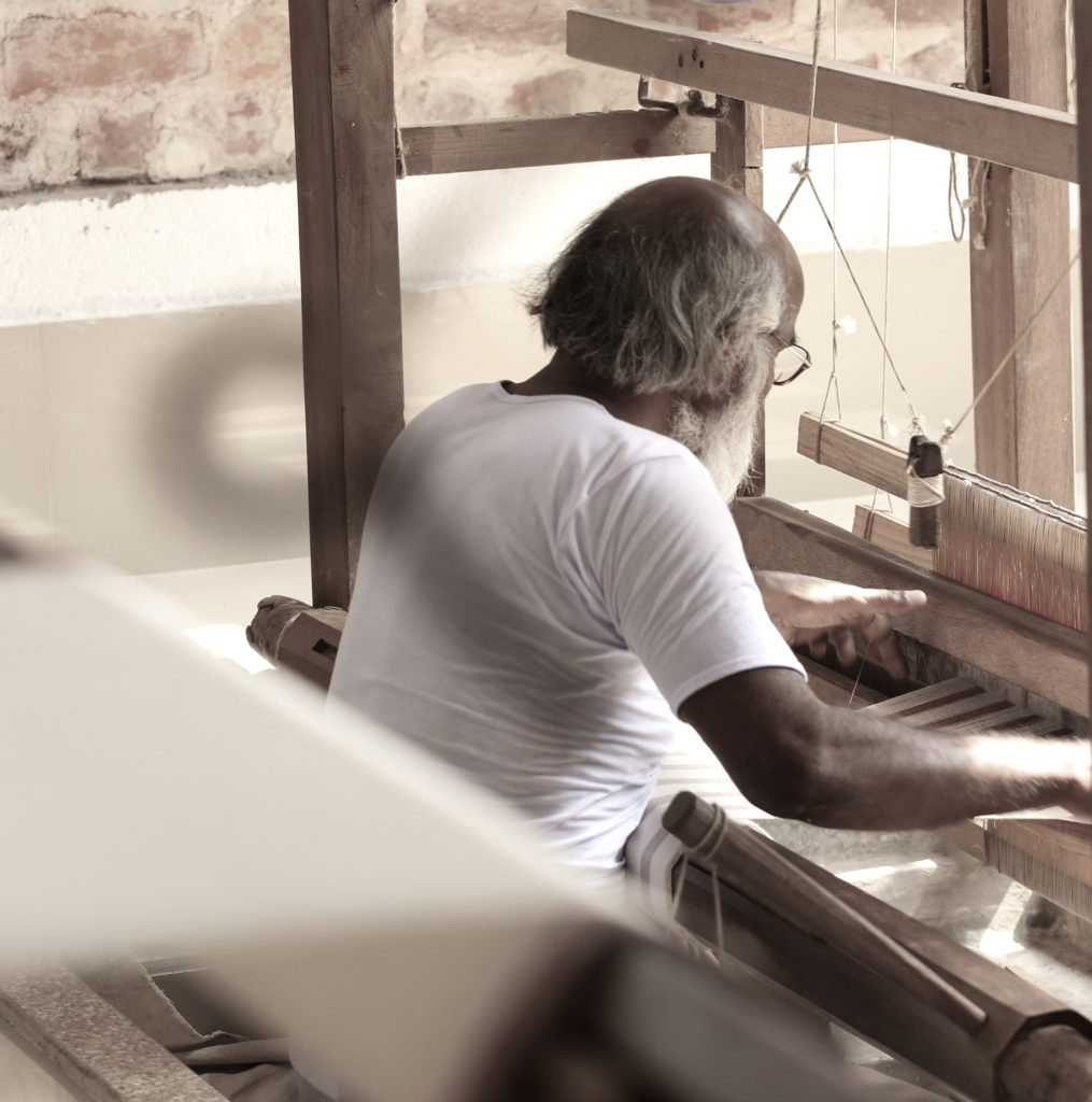 Naseem Ansari, one of the weavers at Gamchha, hard at work. His is part of a project to bring social change to India