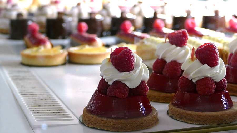 Raspberry Tarts are just one of many "patisseries" on offer at the chateau